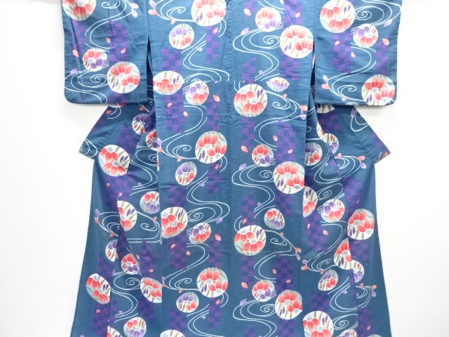 JAPANESE KIMONO / YUKATA / COTTON / STREAM & IRIS